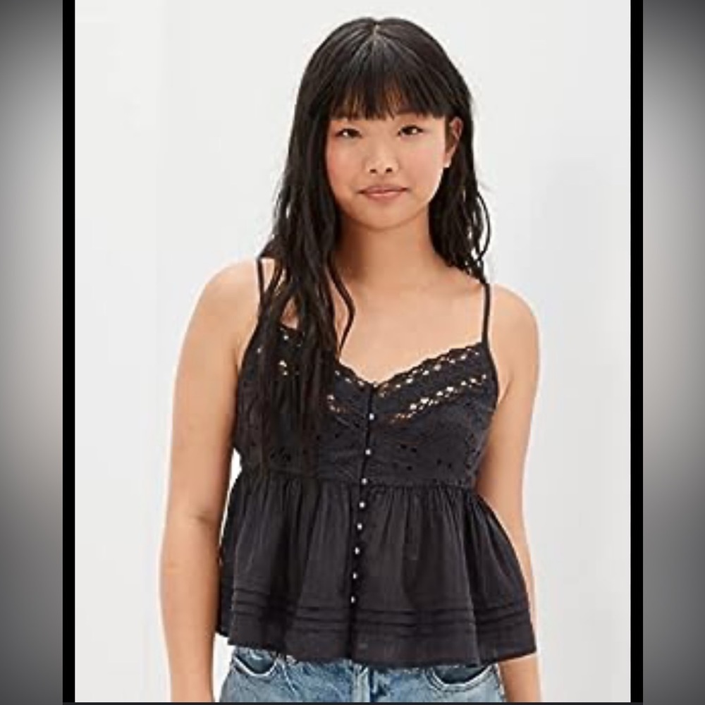 American Eagle Pearl Button Babydoll Tank Top